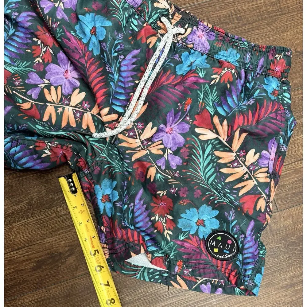 Maui And Sons Swim Trunks Men's Small Floral Board Shorts Bathing Suit Men